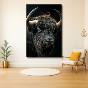 Majestueuze stier in het donker