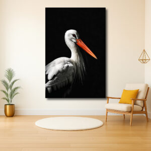 Elegante witte vogel in het donker