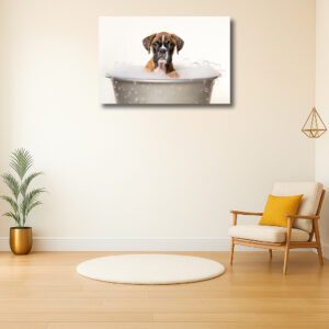 Boxer Puppy in een Schuimbad