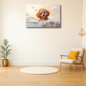 Schattige Puppy in Bad met Bubbels