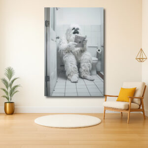 De Yeti Leest een Krant op het Toilet