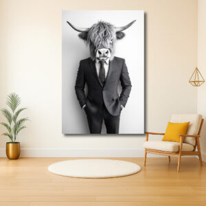 Stijlvolle stier in strak pak