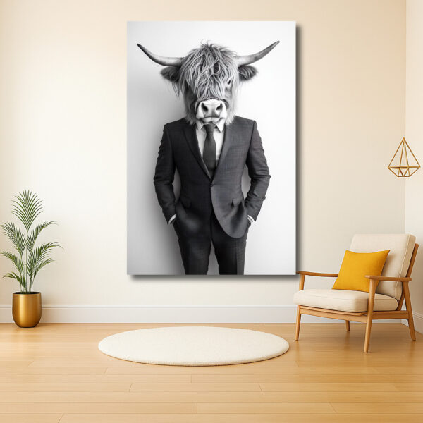 Stijlvolle stier in strak pak