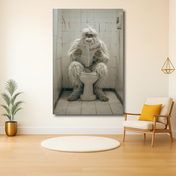 Yeti leest krant op toilet