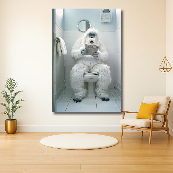 Yeti leest krant op toilet