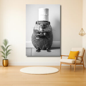 Bever met toiletpapierhoed