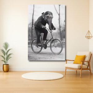 Fietsend Olifant in de Stad