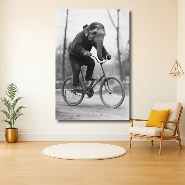 Fietsend Olifant in de Stad