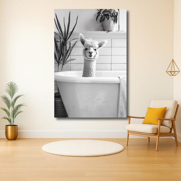 Alpaca in de badkamer