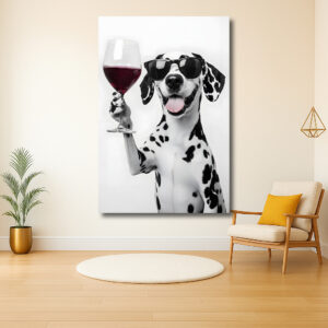 Dalmatiër met wijn en zonnebril