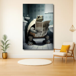 Schildpad op het Toilet met Krant