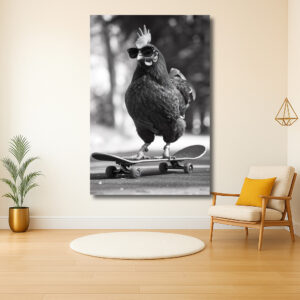 Coole kip op een skateboard
