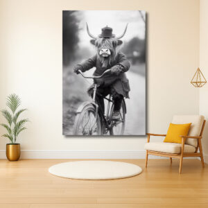 Schotse hooglander op avontuur met fiets