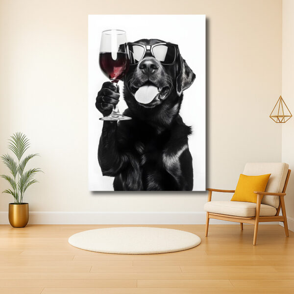 Hond met wijn en zonnebril