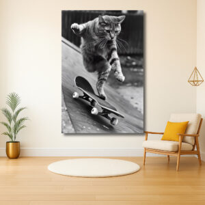Skateboardende Kat in Actie