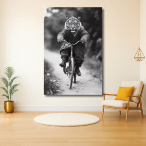 Tijger fietst door het bos