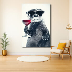Stijlvolle Otter Met Zonnebril en Wijnglas