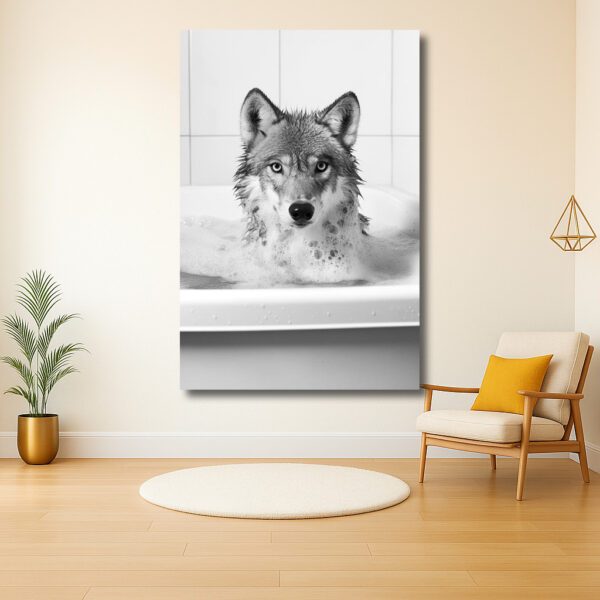 Wolf in bad vol schuim