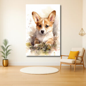 Schattige pup in aquarel