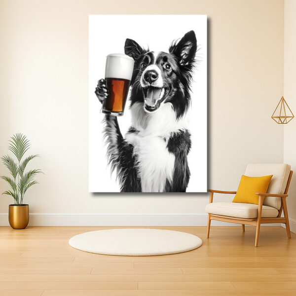 Vrolijke hond proost met een biertje