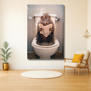 Egel op het toilet met krant