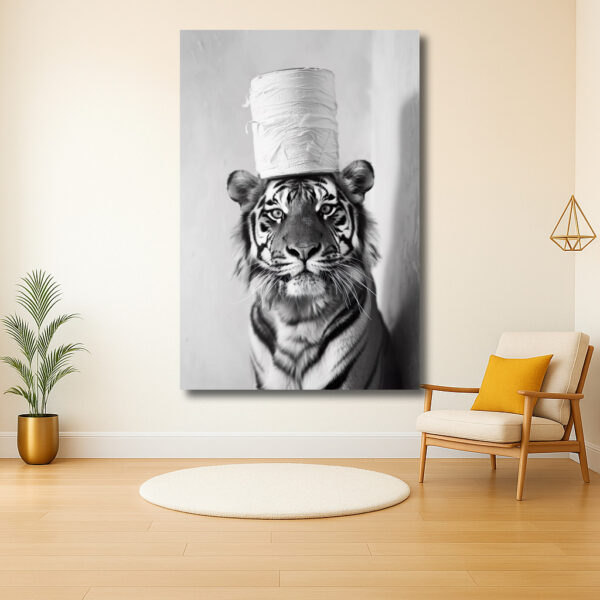 Tijger met Hoed van Toiletpapier