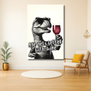 Dino met wijn en zonnebril