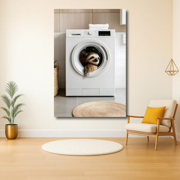 Rustige luiaard in de wasmachine