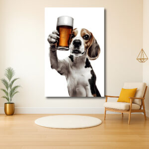 Beagle toast met een glas bier