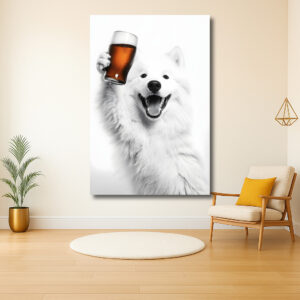 Vrolijke hond toast met een glas