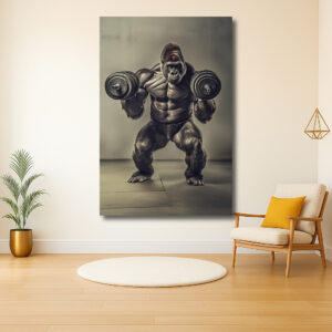 Krachtige gorilla met halters