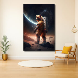 Berenastronaut op buitenaards landschap