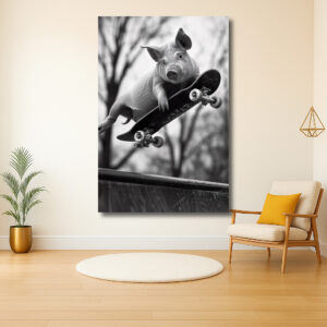 Varken op Skateboard in de Lucht