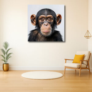 Oog in oog met nieuwsgierige chimpansee