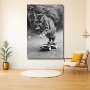Kat op skateboard