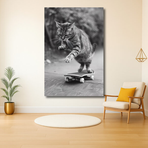 Kat op skateboard
