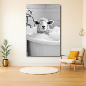 Schaap in een schuimbad