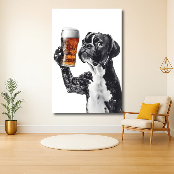 Hond met Bierglas in Zwart-wit