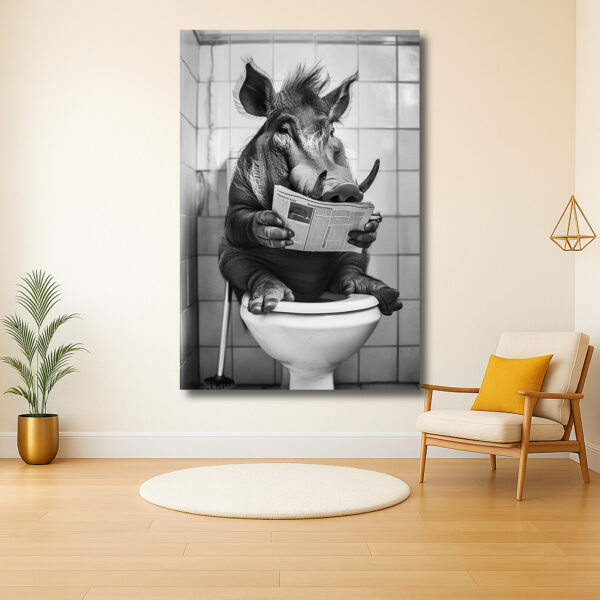 Wrattenzwijn op het Toilet met Krant