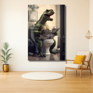 T-Rex op het Toilet met Krant
