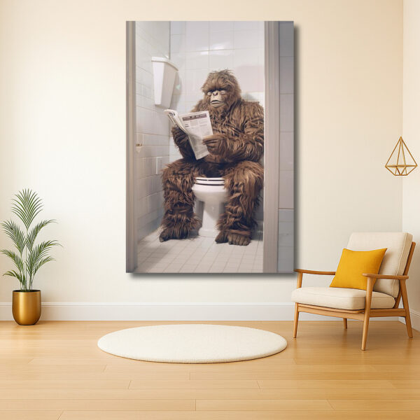 Sasquatch neemt de krant door op het toilet