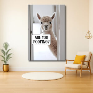 Alpaca kijkt nieuwsgierig om de hoek