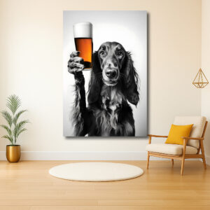 Hond met een glas bier