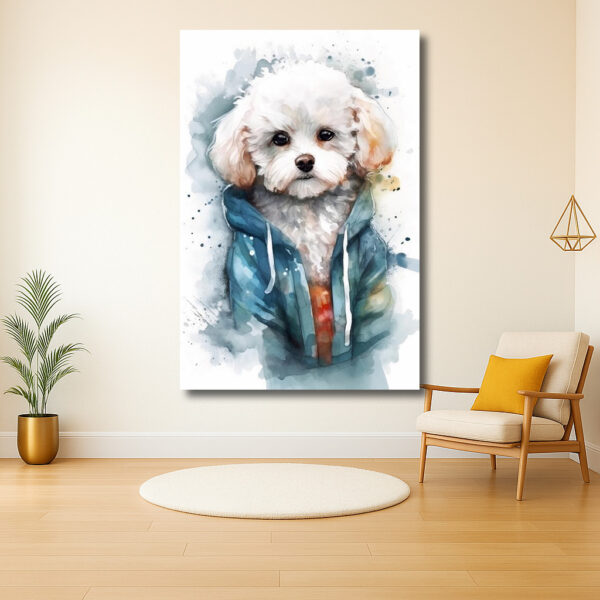 Schattige hond in kleurrijke hoodie