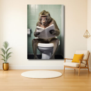 Lezende aap in de badkamer