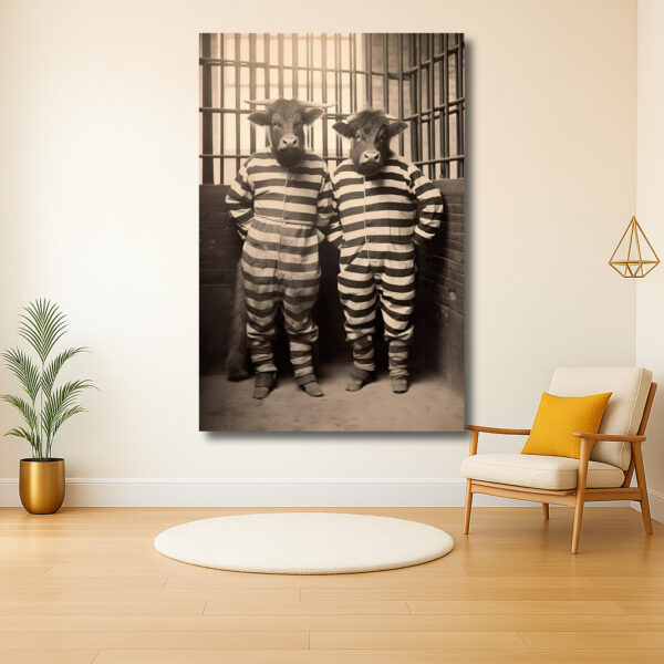 Stieren in Gestreepte Gevangeniskleding