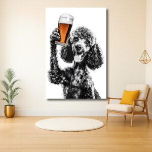 Blije Poedel met Bierglas