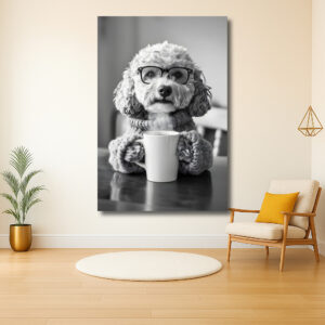 Stijlvolle hond geniet van koffie