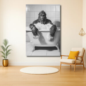 Rustige Bigfoot in een bad van bubbels