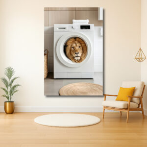 Leeuw in de wasmachine